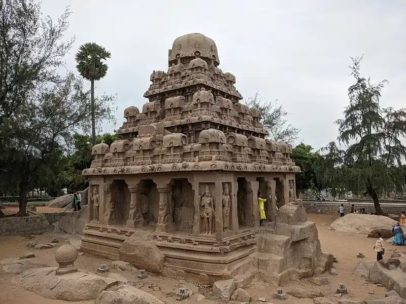 The Pancha Rathas rock-cut monuments at Mahabalipuram