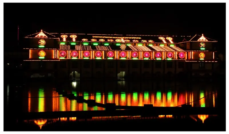 Guruvayur Sree Krishna temple in Kerala, view of the temple complex