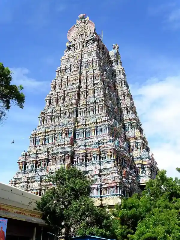 Meenakshi Amman temple, Madurai, view of the temple and its towers