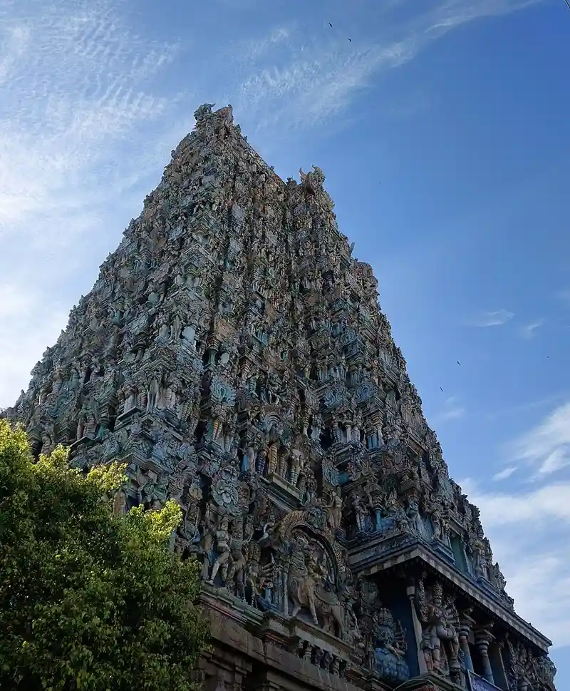 Colourful gopuram tower of the Meenakshi Amman temple in Madurai
